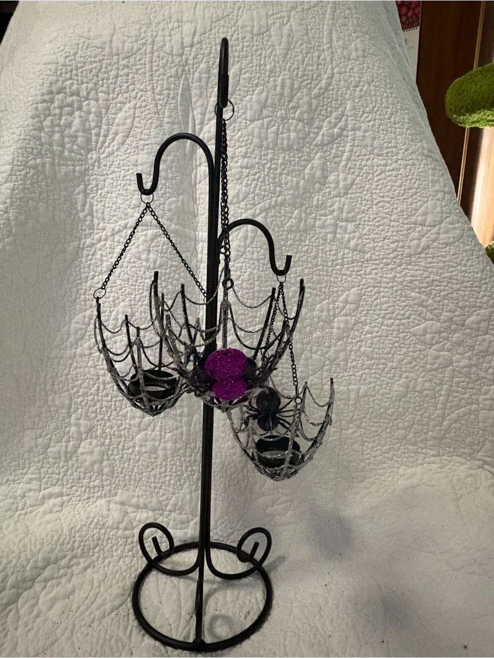 Pier 1 Black Metal Spiderweb Hanging Tealight Holder